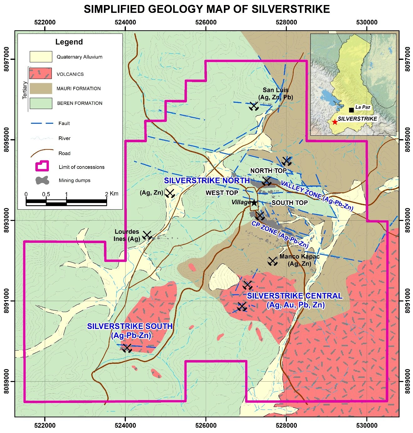 Figure 1: Simplified Geological Map of Silverstrike Project